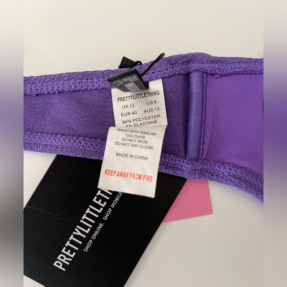 PrettyLittleThing | NWT Women’s Purple Underwired Crinkle Bikini Top - Picture 6 of 8